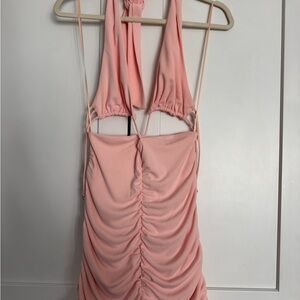 Zara Peach Halter Dress